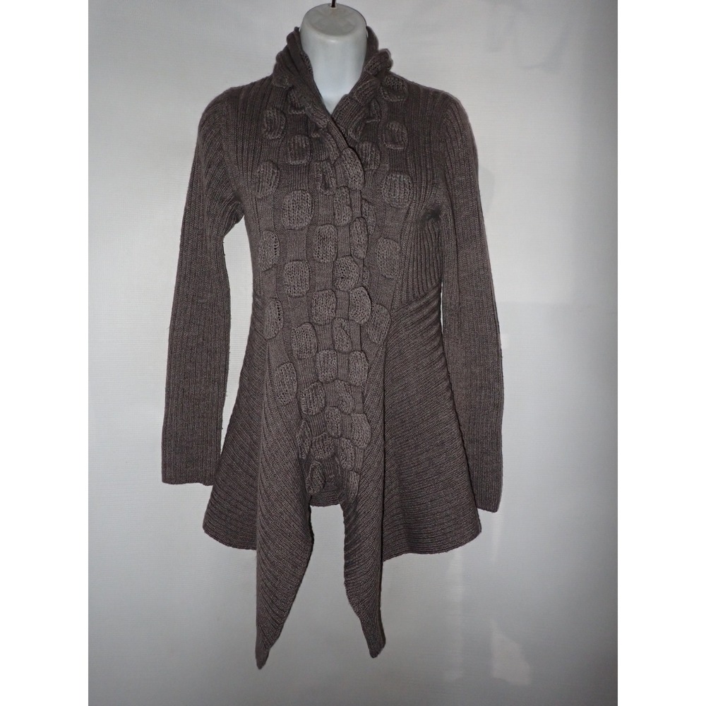 Hekla & Co Open Cardigan Sweater Made In ITALY Gray Wool Blend Women S Boho City